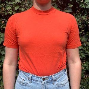 Everlane Mock Neck T shirt in Poppy